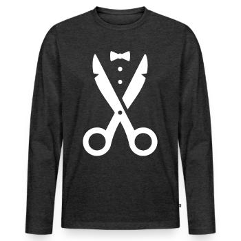 Bastler - Artisan - Artisanat - T-shirt manches longues Premium bio Homme - anthracite chiné - Devant - Nico (187cm)