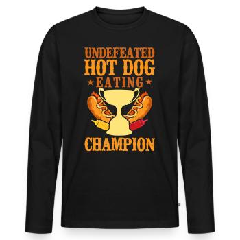Hot Dog Adulte Hot-Dog Invaincu - T-shirt manches longues Premium bio Homme - noir - Devant - Nico (187cm)