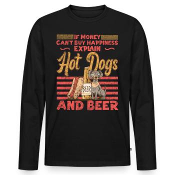 Hot Dog Adult Bière Vintage Si - T-shirt manches longues Premium bio Homme - noir - Devant - Nico (187cm)
