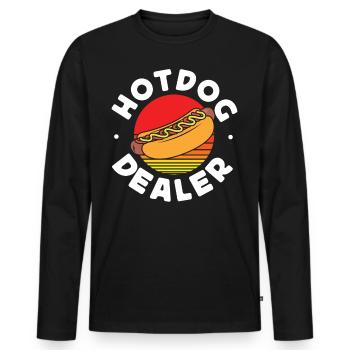 Hot Dog Adult Retro Hot Dog Dealer - Männer Premium Bio Langarmshirt - Schwarz - Vorne - Nico (187cm)