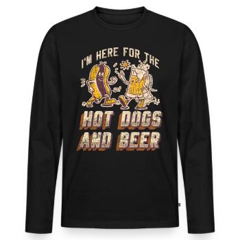 Hot Dog Adult Beer Vintage Je suis - T-shirt manches longues Premium bio Homme - noir - Devant - Nico (187cm)