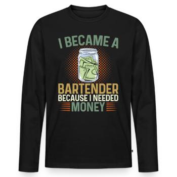 Bartender Mixologist I Became A - Men's Premium Organic Long Sleeve Shirt - black - Front - Nico (187cm)