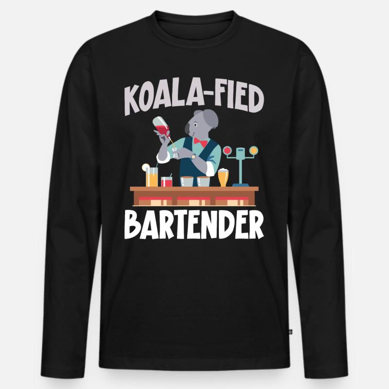 Bartender Mixologist Koala - Männer Premium Bio Langarmshirt - Schwarz