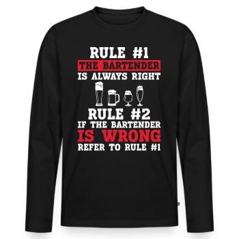 Bartender Mixologist Rule #1 The - Men's Premium Organic Long Sleeve Shirt - black - Front - Nico (187cm)