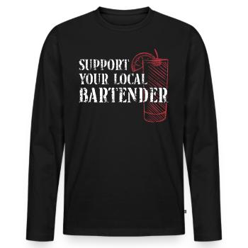 Bartender Mixologist Support Your - Men's Premium Organic Long Sleeve Shirt - black - Front - Nico (187cm)