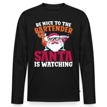Bartender Mixologist Christmas Be - Men's Premium Organic Long Sleeve Shirt - black - Front - Nico (187cm)