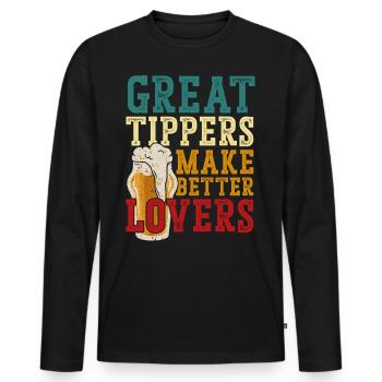 Bartender Mixologist Great Tippers - Men's Premium Organic Long Sleeve Shirt - black - Front - Nico (187cm)
