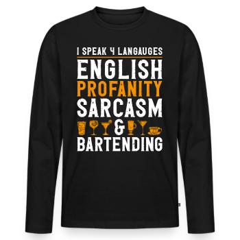 Barman Mixologue I Speak 4 - T-shirt manches longues Premium bio Homme - noir - Devant - Nico (187cm)