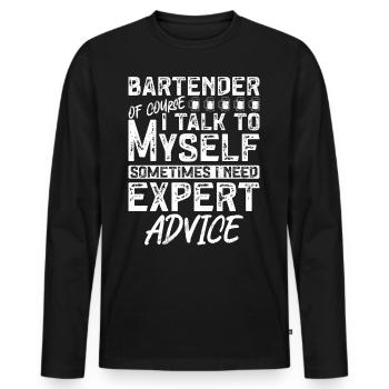 Barman Mixologue Barman De - T-shirt manches longues Premium bio Homme - noir - Devant - Nico (187cm)