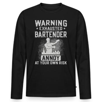 Bartender Mixologist Warning - Männer Premium Bio Langarmshirt - Schwarz - Vorne - Nico (187cm)