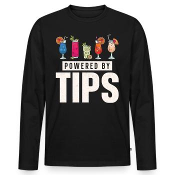 Bartender Mixologist Powered By - Men's Premium Organic Long Sleeve Shirt - black - Front - Nico (187cm)