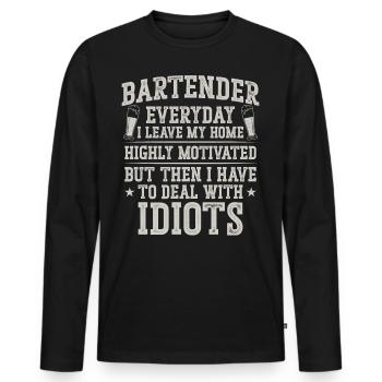Bartender Mixologist Bartender - Men's Premium Organic Long Sleeve Shirt - black - Front - Nico (187cm)