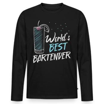 Bartender Mixologist World's Best - Men's Premium Organic Long Sleeve Shirt - black - Front - Nico (187cm)