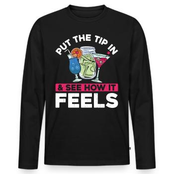 Barman Mixologue Put The Tip - T-shirt manches longues Premium bio Homme - noir - Devant - Nico (187cm)