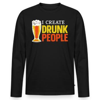 Barman Mixologue I Create - T-shirt manches longues Premium bio Homme - noir - Devant - Nico (187cm)