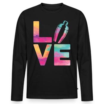Bartender Mixologist Watercolor - Männer Premium Bio Langarmshirt - Schwarz - Vorne - Nico (187cm)