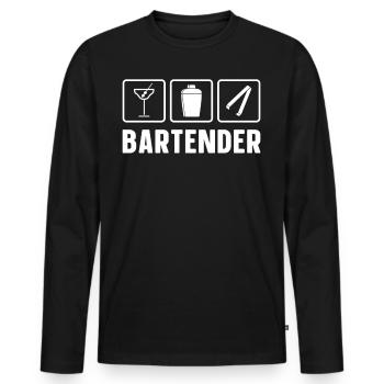 Barman Mixologue Barman - T-shirt manches longues Premium bio Homme - noir - Devant - Nico (187cm)