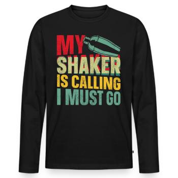 Bartender Mixologist My Shaker Is - Men's Premium Organic Long Sleeve Shirt - black - Front - Nico (187cm)