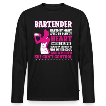 Barman Mixologue Barman - T-shirt manches longues Premium bio Homme - noir - Devant - Nico (187cm)