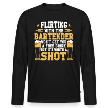 Bartender Mixologist Flirting With - Men's Premium Organic Long Sleeve Shirt - black - Front - Nico (187cm)