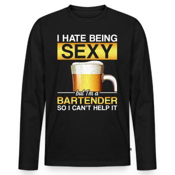 Barman Mixologue Je déteste être - T-shirt manches longues Premium bio Homme - noir - Devant - Nico (187cm)