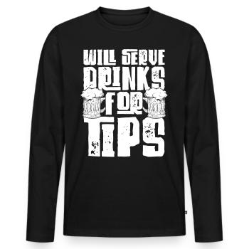 Bartender Mixologist Will Serve - Men's Premium Organic Long Sleeve Shirt - black - Front - Nico (187cm)