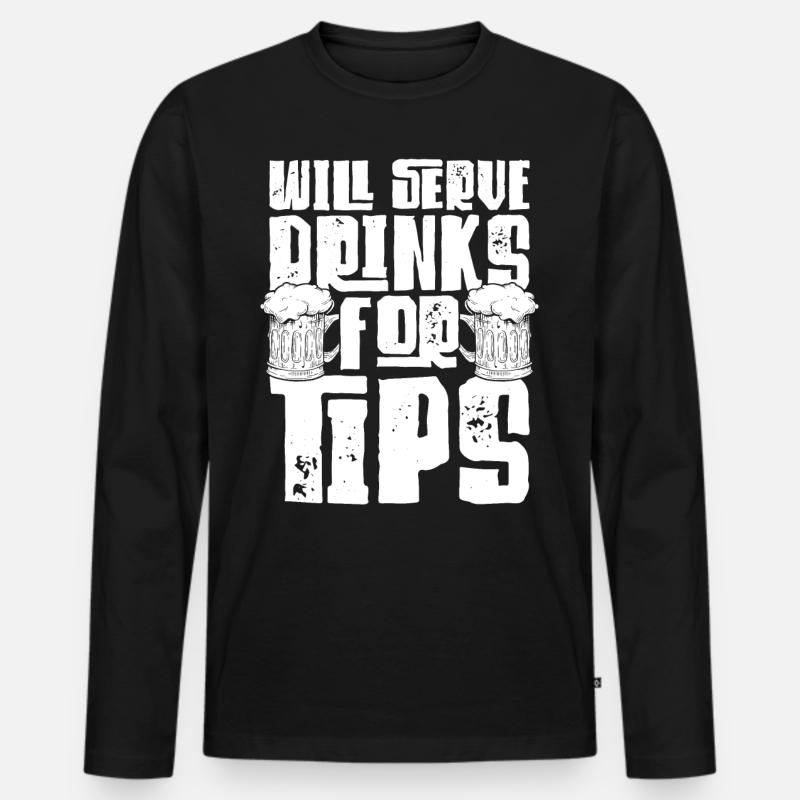 Bartender Mixologist Will Serve - Männer Premium Bio Langarmshirt - Schwarz