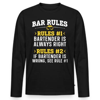 Barman Mixologue Bar Règles du bar - T-shirt manches longues Premium bio Homme - noir - Devant - Nico (187cm)