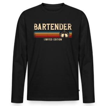 Bartender Mixologist Retro Vintage - Men's Premium Organic Long Sleeve Shirt - black - Front - Nico (187cm)