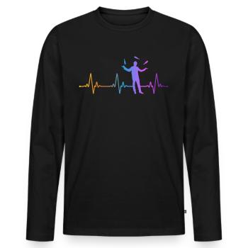 Bartender Mixologist Heartbeat - Männer Premium Bio Langarmshirt - Schwarz - Vorne - Nico (187cm)