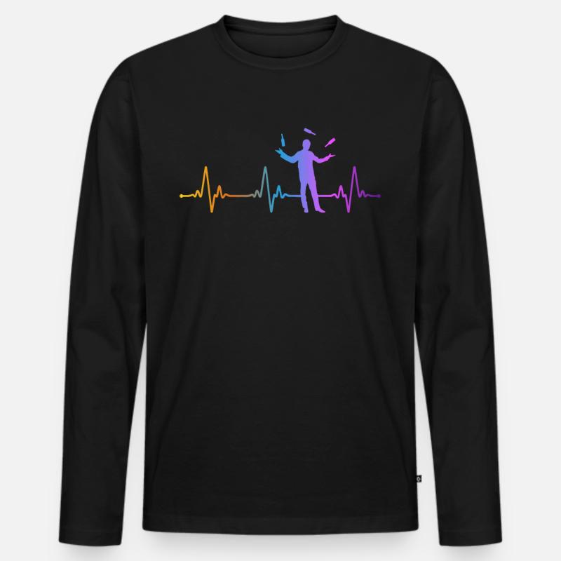 Bartender Mixologist Heartbeat - Männer Premium Bio Langarmshirt - Schwarz