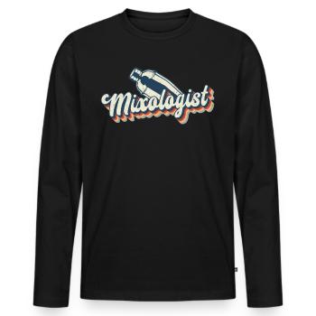 Barman Mixologue Rétro Vintage - T-shirt manches longues Premium bio Homme - noir - Devant - Nico (187cm)