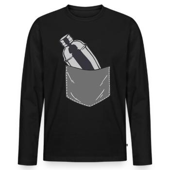 Bartender Mixologist Pocket - Men's Premium Organic Long Sleeve Shirt - black - Front - Nico (187cm)