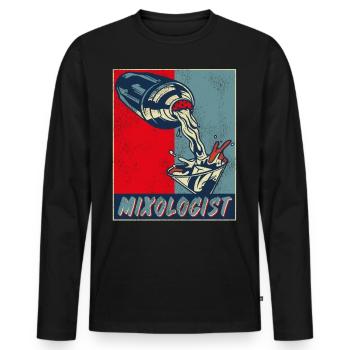 Barman Mixologue Rétro Vintage - T-shirt manches longues Premium bio Homme - noir - Devant - Nico (187cm)