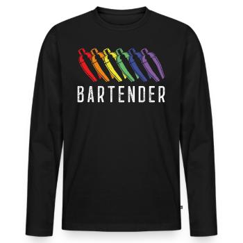 Barman Mixologue Rainbow - T-shirt manches longues Premium bio Homme - noir - Devant - Nico (187cm)