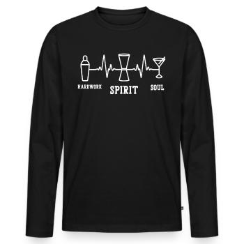 Barman Mixologue Travail acharné - T-shirt manches longues Premium bio Homme - noir - Devant - Nico (187cm)