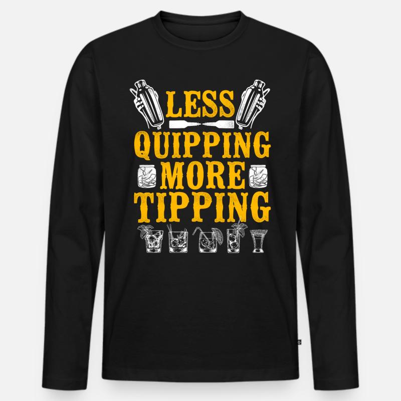 Bartender Mixologist Less Quipping - Männer Premium Bio Langarmshirt - Schwarz