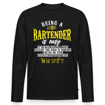 Bartender Mixologist Being A - Men's Premium Organic Long Sleeve Shirt - black - Front - Nico (187cm)