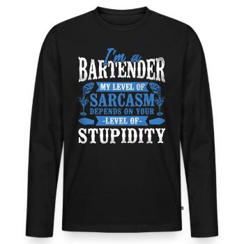 Barman Mixologue Je suis A - T-shirt manches longues Premium bio Homme - noir - Devant - Nico (187cm)