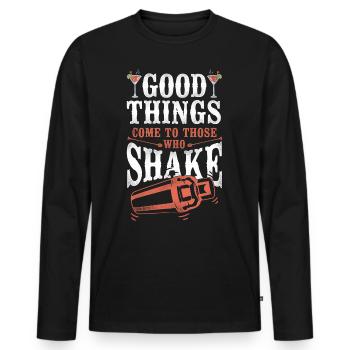 Barman Mixologue Bonnes choses - T-shirt manches longues Premium bio Homme - noir - Devant - Nico (187cm)