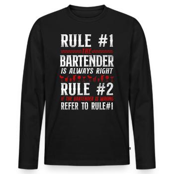 Bartender Mixologist Bar Rules - Men's Premium Organic Long Sleeve Shirt - black - Front - Nico (187cm)