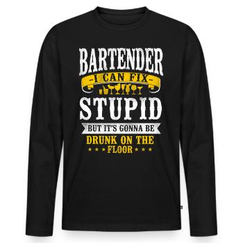 Bartender Mixologist Bartender I - Männer Premium Bio Langarmshirt - Schwarz - Vorne - Nico (187cm)