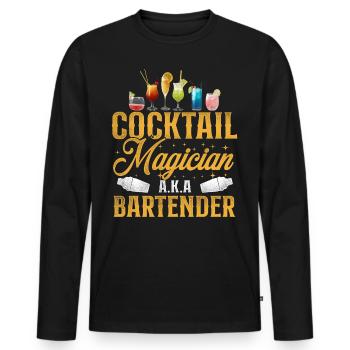 Bartender Mixologist Cocktail - Männer Premium Bio Langarmshirt - Schwarz - Vorne - Nico (187cm)
