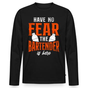 Barman Mixologue N’ayez crainte - T-shirt manches longues Premium bio Homme - noir - Devant - Nico (187cm)