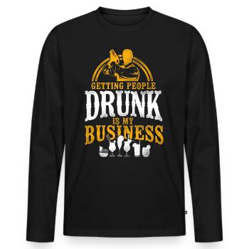 Barman Mixologue Obtenir - T-shirt manches longues Premium bio Homme - noir - Devant - Nico (187cm)
