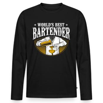 Bartender Mixologist World's Best - Men's Premium Organic Long Sleeve Shirt - black - Front - Nico (187cm)
