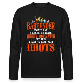 Bartender Mixologist Bartender - Men's Premium Organic Long Sleeve Shirt - black - Front - Nico (187cm)