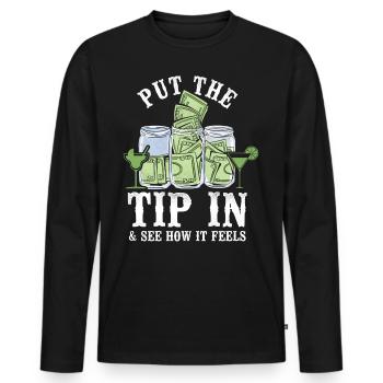 Barman Mixologue Put The Tip - T-shirt manches longues Premium bio Homme - noir - Devant - Nico (187cm)