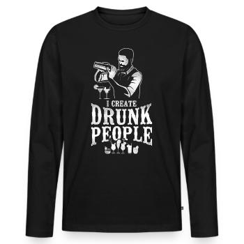 Barman Mixologue Je crée - T-shirt manches longues Premium bio Homme - noir - Devant - Nico (187cm)
