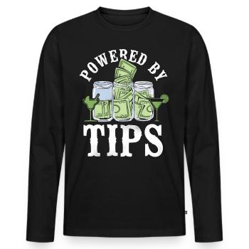 Bartender Mixologist Powered By - Men's Premium Organic Long Sleeve Shirt - black - Front - Nico (187cm)
